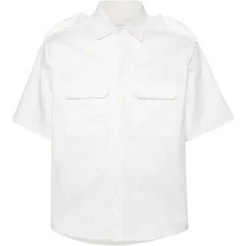 Weiße kurzärmelige minimalistische Hemd - Neil Barrett - Modalova