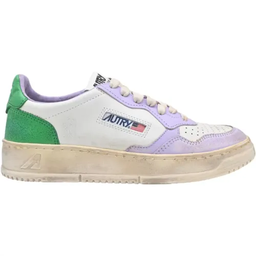 Vintage Low Top Sneakers Weiß/Grün , Damen, Größe: 37 EU - Autry - Modalova