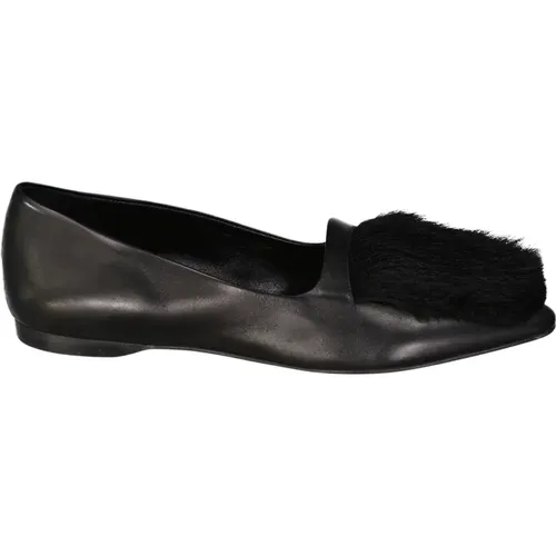 Luxurious Leather Loafers with Fur Detail , female, Sizes: 7 UK - Giorgio Armani - Modalova