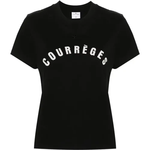 Schwarzes Logo Jersey Top , Damen, Größe: M - Courrèges - Modalova