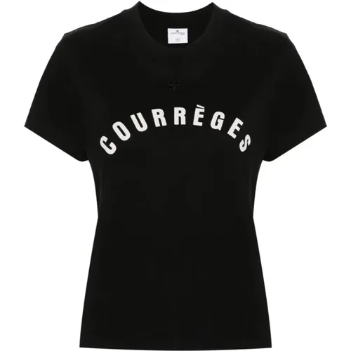 Schwarzes Logo Jersey Top , Damen, Größe: XS - Courrèges - Modalova