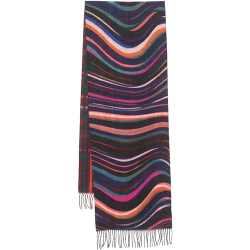 Swirl Check Wool-Cashmere Scarf , female, Sizes: ONE SIZE - Paul Smith - Modalova