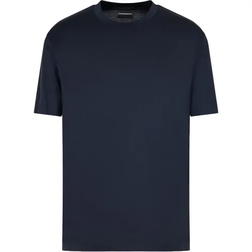 Blaue Jersey Tape Logo T-shirts , Herren, Größe: 2XL - Emporio Armani - Modalova