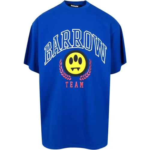 Blaue Oversize Baumwoll T-shirts und Polos , Herren, Größe: XL - BARROW - Modalova