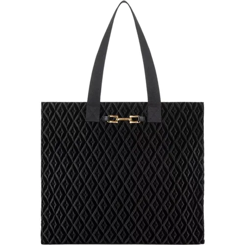 Velvet Shopper Bag , female, Sizes: ONE SIZE - Elisabetta Franchi - Modalova