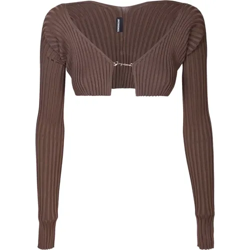 Cropped Sweater with Logo Plaque , female, Sizes: M - Jacquemus - Modalova