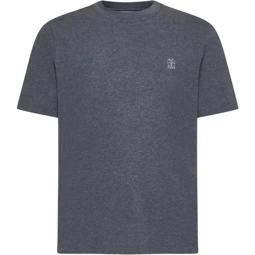 Bedruckte Crew Neck T-shirts und Polos , Herren, Größe: L - BRUNELLO CUCINELLI - Modalova