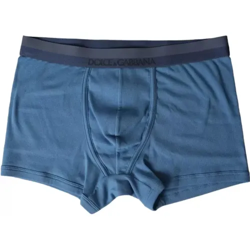 Blaue Baumwollmischung Boxershorts Unterwäsche - Dolce & Gabbana - Modalova