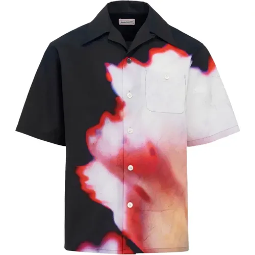 Solarised Flower Graphic Bowling Shirt , male, Sizes: M - alexander mcqueen - Modalova