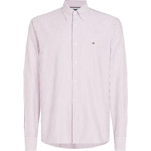 Rotes Oxford Streifen Hemd , Herren, Größe: 2XL - Tommy Hilfiger - Modalova