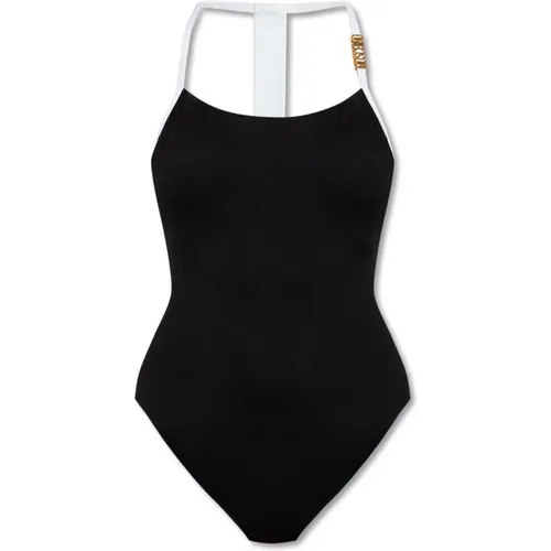And White Cut-Out One-Piece Swimsuit , female, Sizes: M - Moschino - Modalova