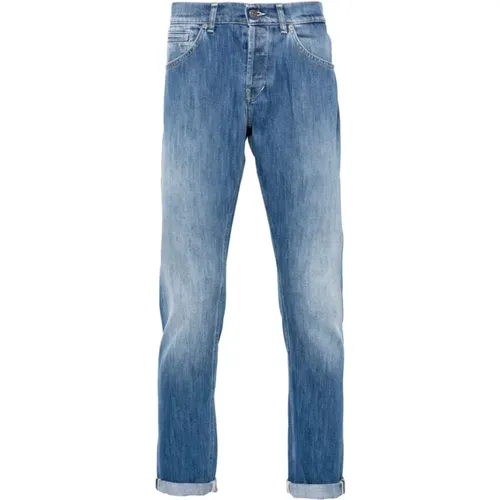 Blaue Skinny Jeans mit Logo-Print , Herren, Größe: W29 - Dondup - Modalova