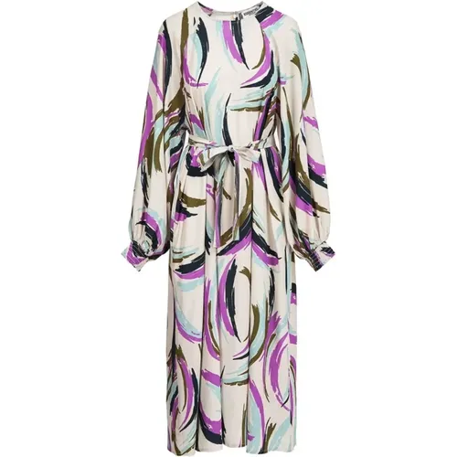 Midi-Kleid mit Abstraktem Muster , Damen, Größe: S - Essentiel Antwerp - Modalova