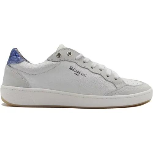 Weiß/Royal Leder Sneakers Blauer - Blauer - Modalova