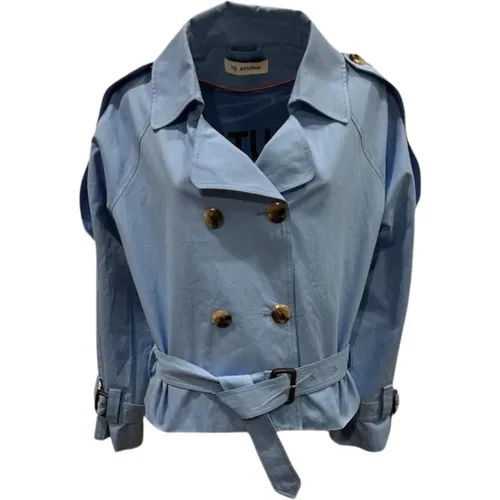 Mantel Derya Cropped Trench Coat , Damen, Größe: S - IQ Studio - Modalova