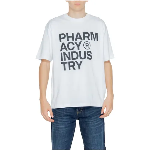 Weißes Print Rundhals T-shirt , Herren, Größe: S - Pharmacy Industry - Modalova