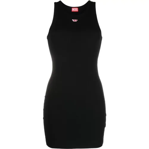 Schwarzes Elegantes Kleid,Tanktop-Mini-Kleid mit D-Logo - Diesel - Modalova