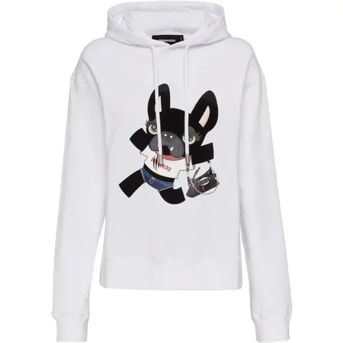 Graphic Print Cotton Sweater Hoodie , female, Sizes: S, M, XS, L - Dsquared2 - Modalova