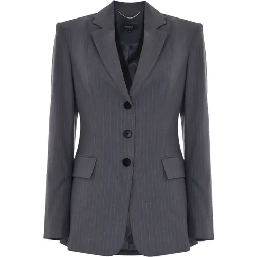 Elegant Pinstriped Jacket with Lapel Collar , Damen, Größe: M - Kocca - Modalova