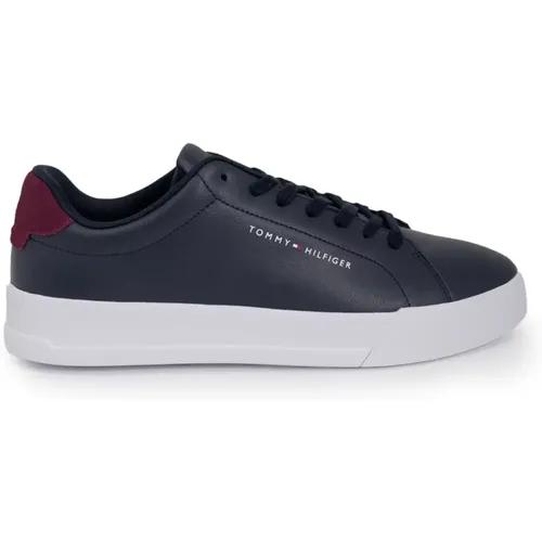 Blaue Leder Sneakers mit Schnürsenkeln , Herren, Größe: 40 EU - Tommy Hilfiger - Modalova