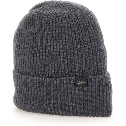 Herren Anthrazitgraue Beanie Mütze , Herren, Größe: L - Woolrich - Modalova