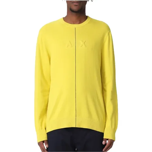 Knitted Round Collar Lightweight Sweater , male, Sizes: L, XL, M - Armani Exchange - Modalova