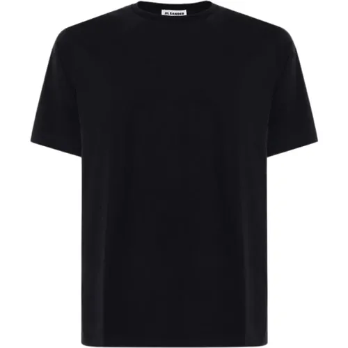 Einfarbiges Baumwoll-Scoop-Neck T-Shirt , Herren, Größe: S - Jil Sander - Modalova