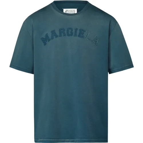 Dickes Blaues Logo Jersey T-Shirt - Maison Margiela - Modalova