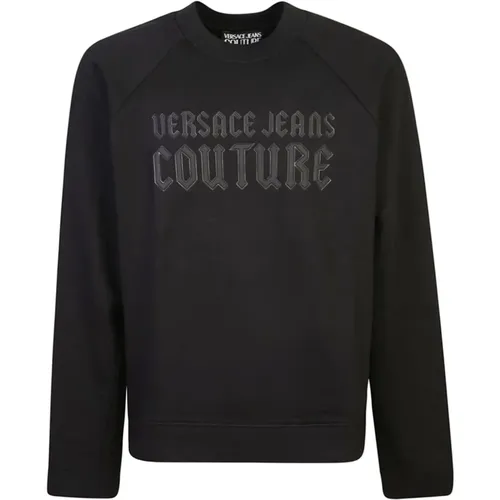 Schwarzer Pullover mit ***cv Stil , Herren, Größe: M - Versace Jeans Couture - Modalova