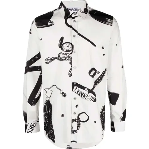 Graphic Print Cotton Shirt , male, Sizes: L - Moschino - Modalova