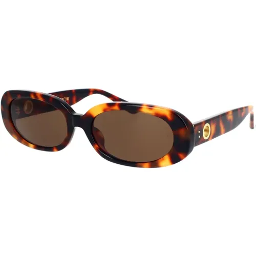 Chic 90er Jahre Stil Sonnenbrille mit Zeiss braunen soliden Gläsern , Damen, Größe: 59 MM - Linda Farrow - Modalova