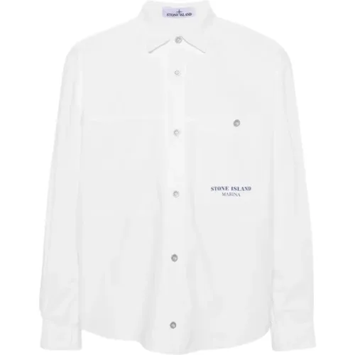 Weißes Marina Overshirt Baumwoll-Canvas - Stone Island - Modalova