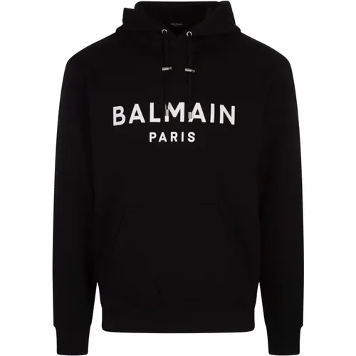 Cotton Hoodie with Logo Print , male, Sizes: S, L, XL - Balmain - Modalova