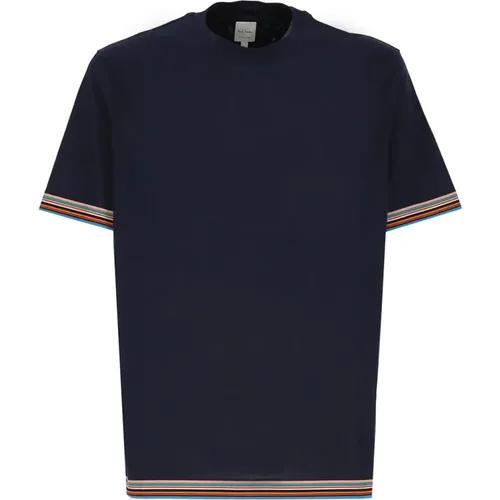 Blaues Art Stripes Baumwoll-T-Shirt für Männer - PS By Paul Smith - Modalova