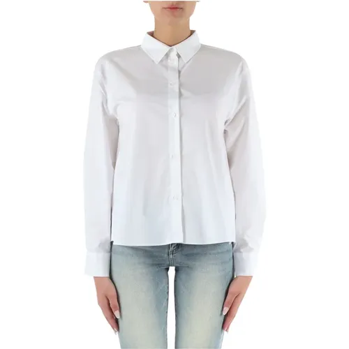 Cotton Shirt with Logo Embroidery , female, Sizes: M, L, S - Armani Exchange - Modalova