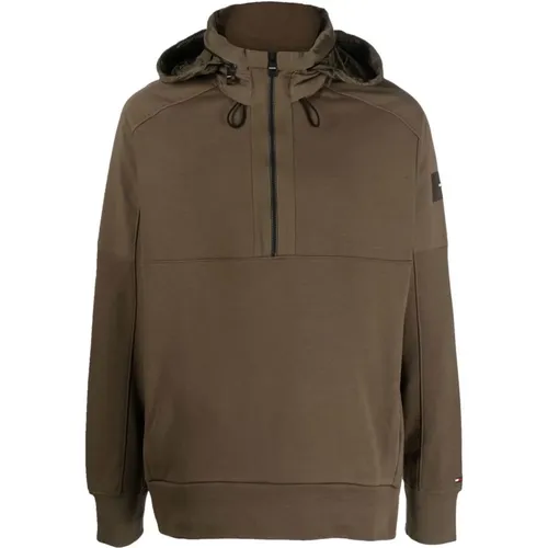 Grüner Zip Hoodie Pullover , Herren, Größe: XL - Tommy Hilfiger - Modalova