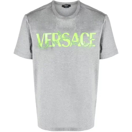 Fluo` Print T-Shirt , male, Sizes: S - Versace - Modalova