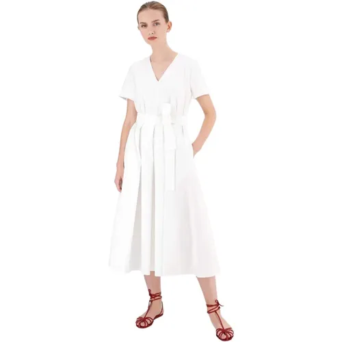 Midi Kleid mit Taillengürtel , Damen, Größe: XS - Max Mara - Modalova