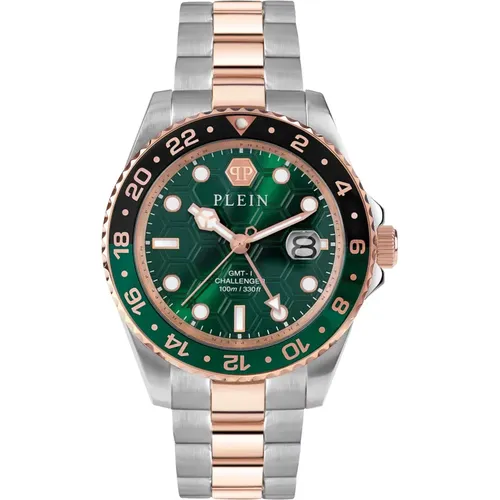 Gmt-I Challenger Watch Green Dial , male, Sizes: ONE SIZE - Philipp Plein - Modalova