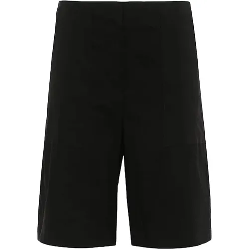 Schwarze Leinen Shorts mit Taschen , Damen, Größe: M - Theory - Modalova