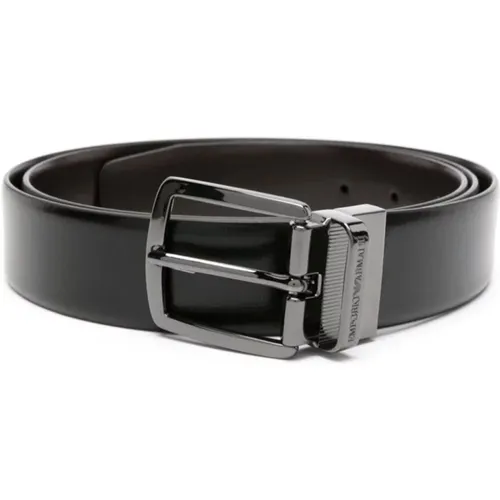 Sleek Smooth-Grain Leather Belt for Men , male, Sizes: ONE SIZE - Emporio Armani - Modalova