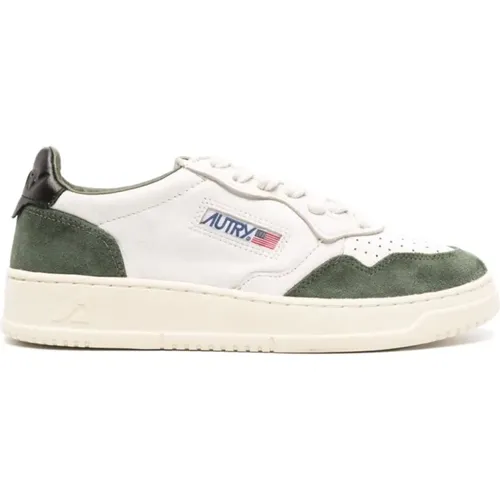 Forest Green Leather Sneakers , female, Sizes: 4 UK - Autry - Modalova