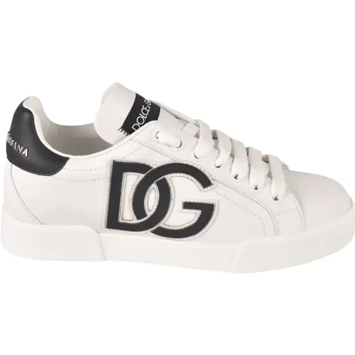 Weiße Low-Top-Sneakers mit Paneeldesign , Damen, Größe: 36 1/2 EU - Dolce & Gabbana - Modalova