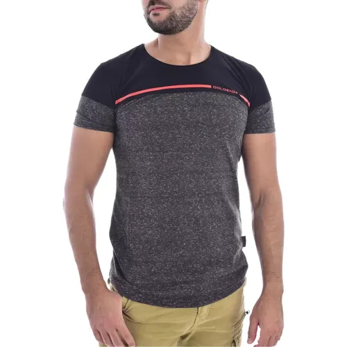 Baumwoll T-Shirt - Grau, Slim Fit , Herren, Größe: XL - Goldenim paris - Modalova