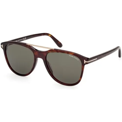 Green Lens Dark Havana Sunglasses , unisex, Sizes: 54 MM - Tom Ford - Modalova