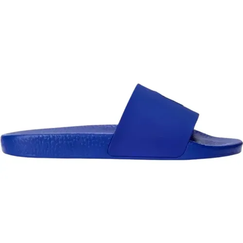 Blaue Flip-Flops mit Logo , Herren, Größe: 46 EU - Ralph Lauren - Modalova