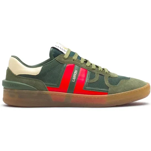 Suede Leather Sneakers Stripes Logo , male, Sizes: 10 UK, 11 UK - Lanvin - Modalova