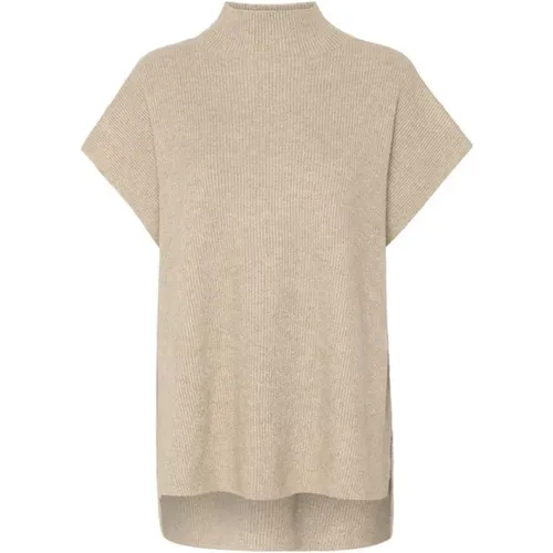 Melange Strick Slipover Pullover , Damen, Größe: L - Cream - Modalova