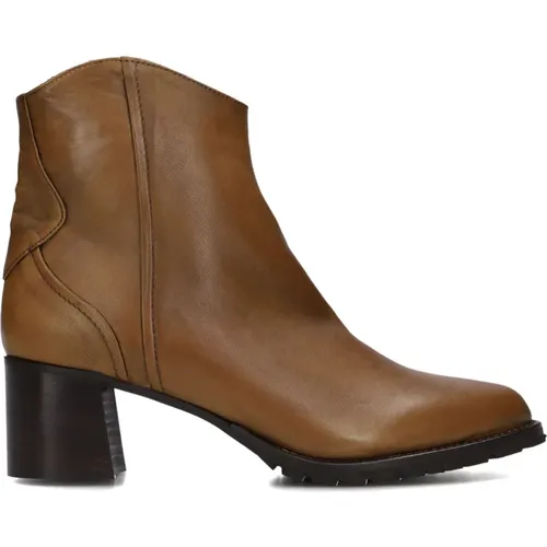 Klassische Cognac Leder Stiefeletten Elvia , Damen, Größe: 37 2/3 EU - Everybody - Modalova