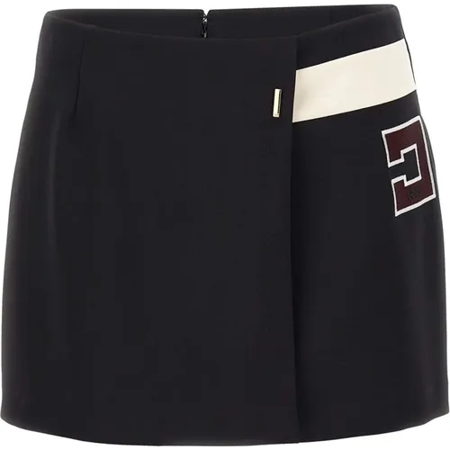 Wrap Crêpe Miniskirt with Gold Plate , female, Sizes: XS, S - Elisabetta Franchi - Modalova